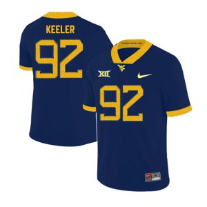 Men's West Virginia Mountaineers NCAA #92 Caydan Keeler Navy Authentic Nike Stitched College Football Jersey KN15V72TD